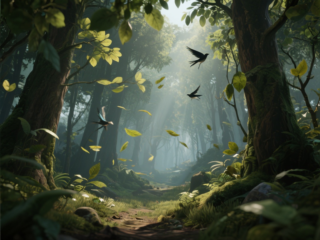 以一款热门的冒险类游戏为例，玩家在探索虚拟森林时，